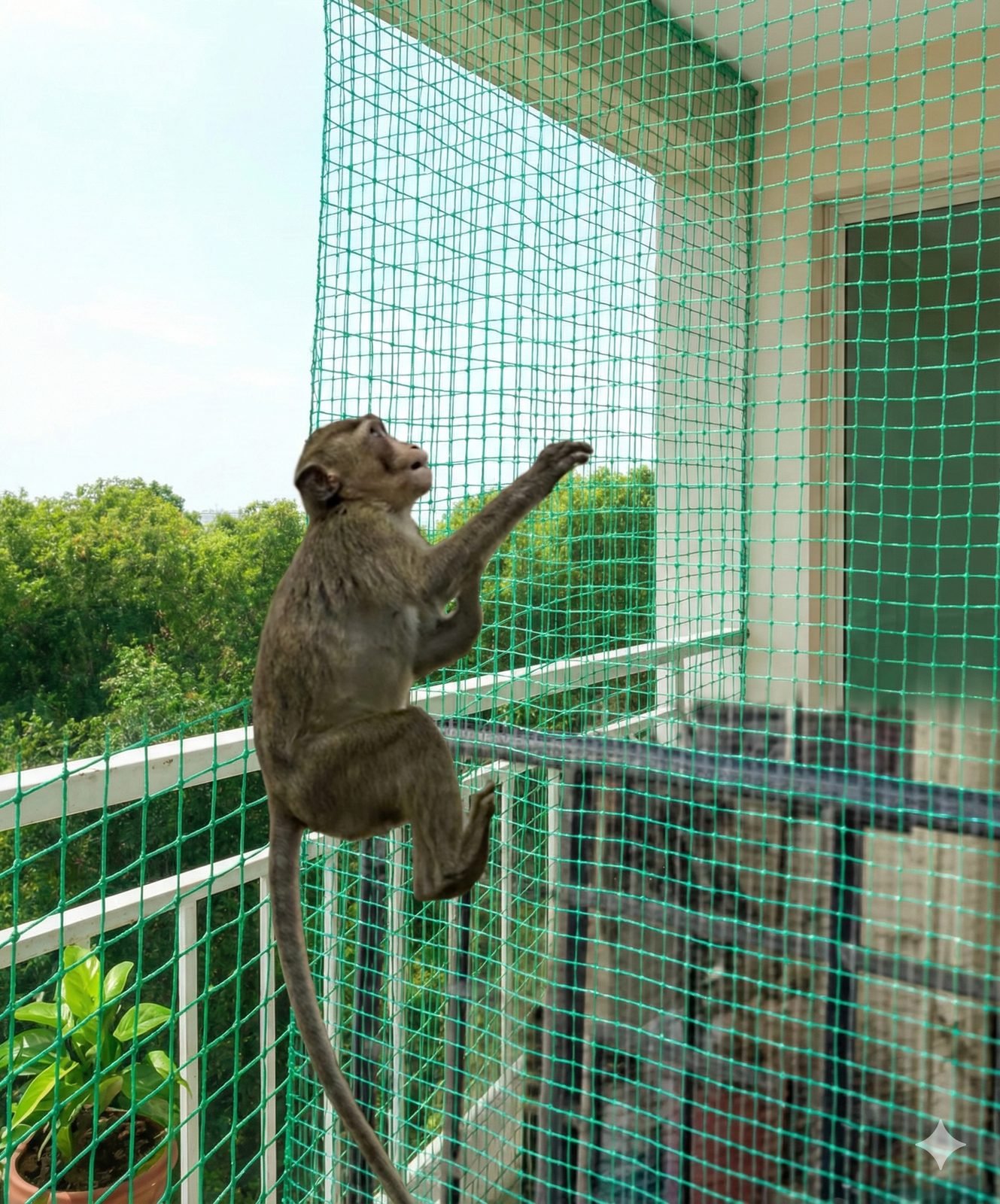 Monkey-Proofing an Open Kitchen Balcony — Monkey Safety Nets project by Jhansi in Manikonda, Hyderabad