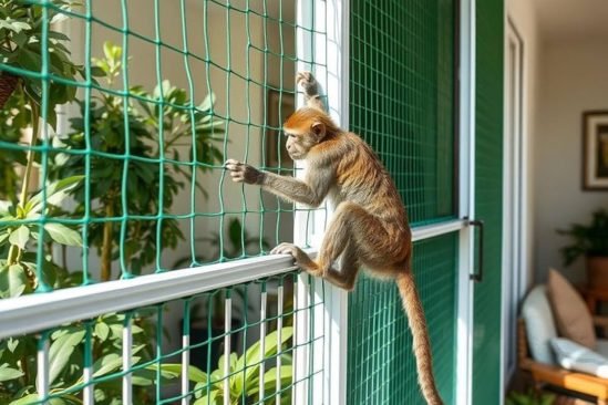 Monkey Safety Nets photo showing installed mesh/grill detail by Jhansi, Hyderabad